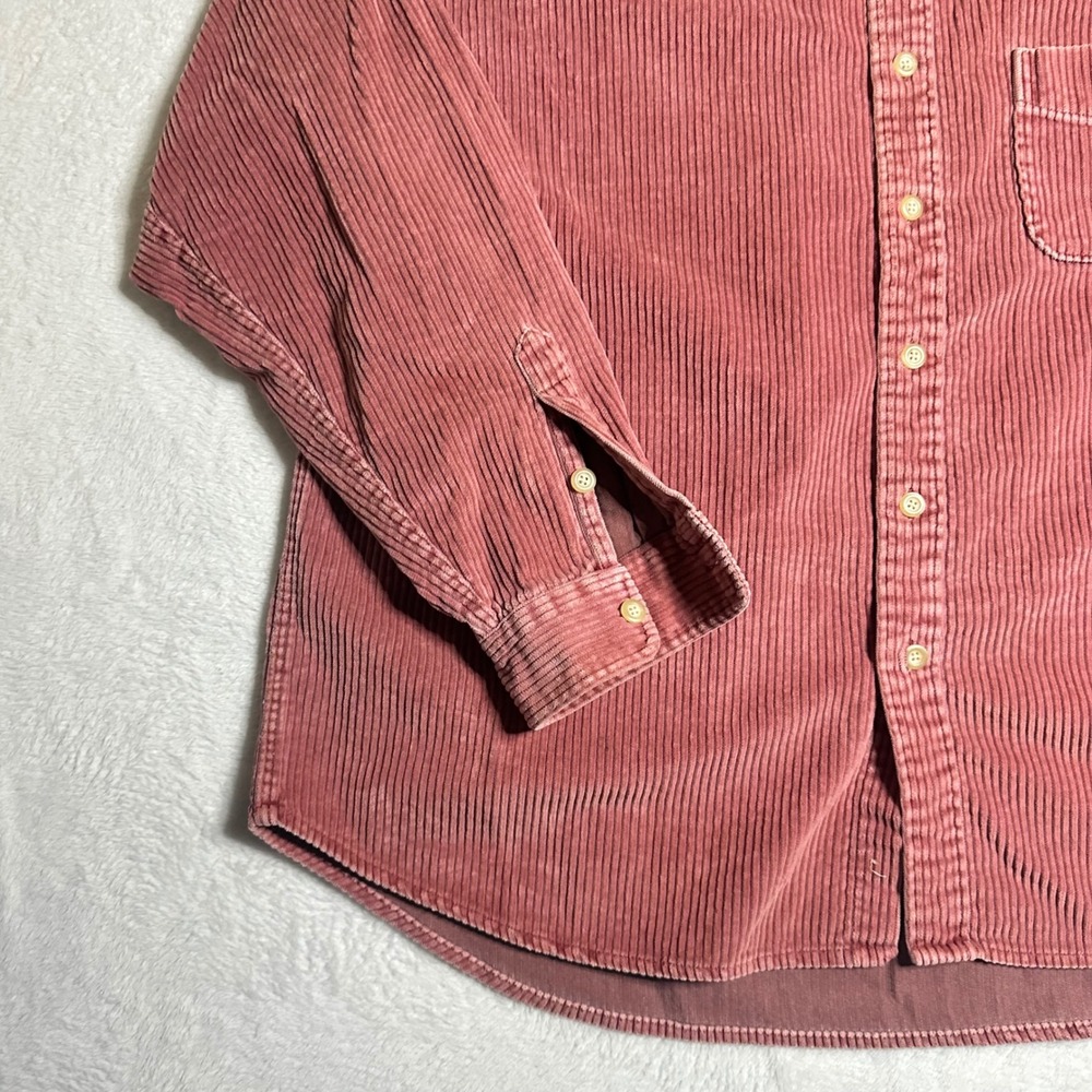 J.Crew Mens XL Rose Pink Wide Whale Corduroy Button Down Shirt 100% Cotton VTG - Picture 2 of 7